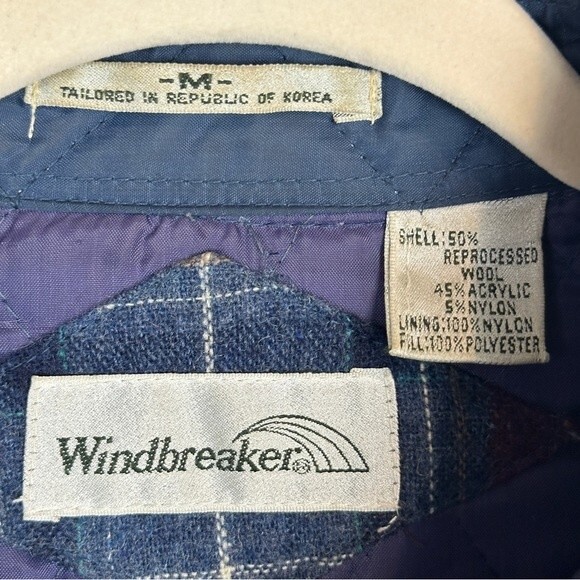 Vintage Windbreaker Wool Quilted Lined Plaid Shacket Jacket M - Picture 3 of 9